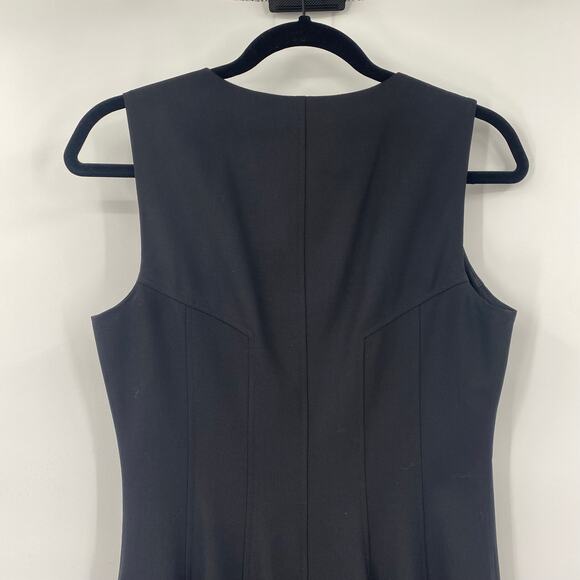 Theory Bonbi Wool Dress Fit & Flare Zipper Front Mini Sleeveless Black Womens 4 - Picture 5 of 8